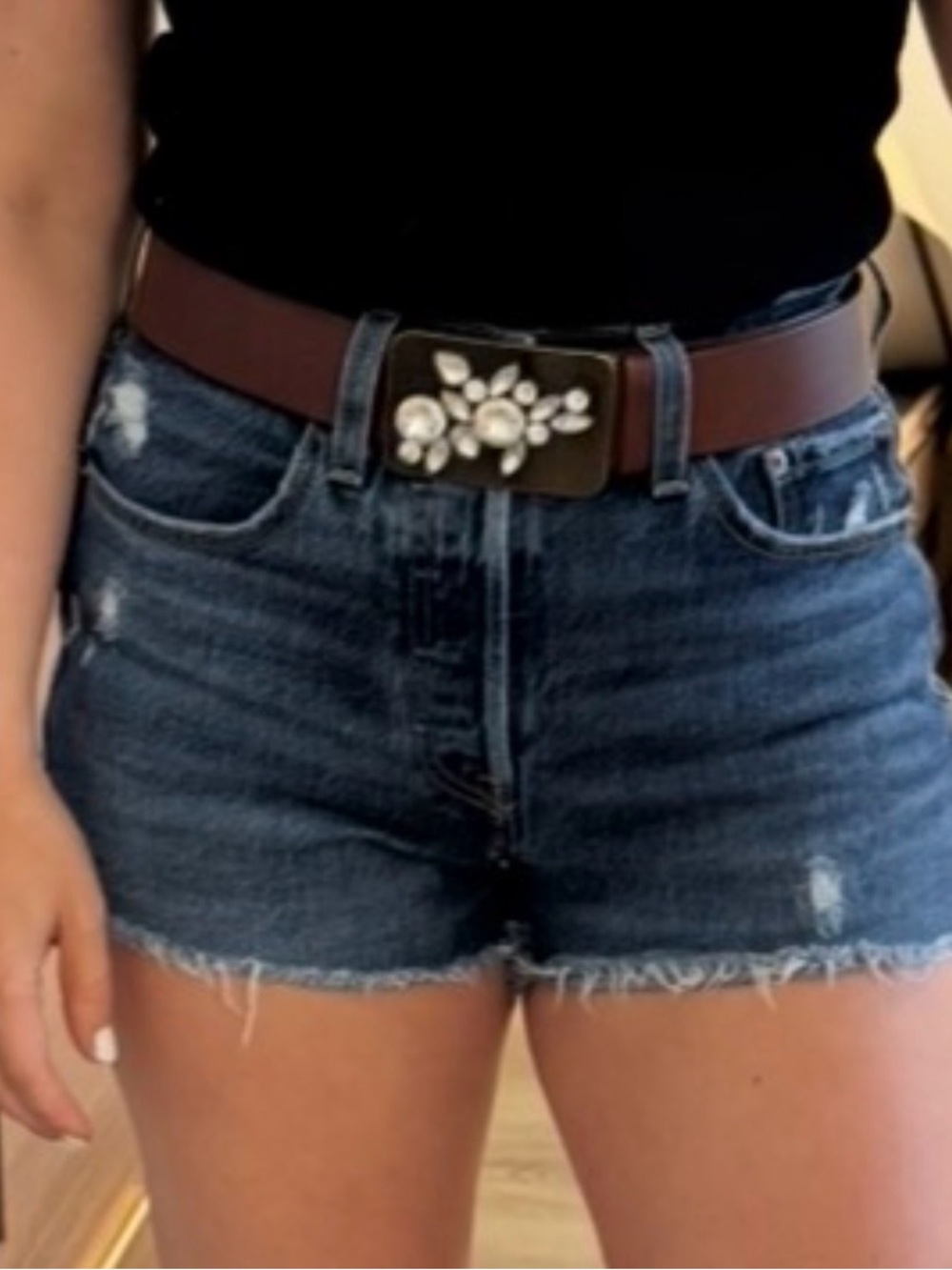 Anthropologie Seven Hills The Nashville Brown Leather Jeweled Belt XS